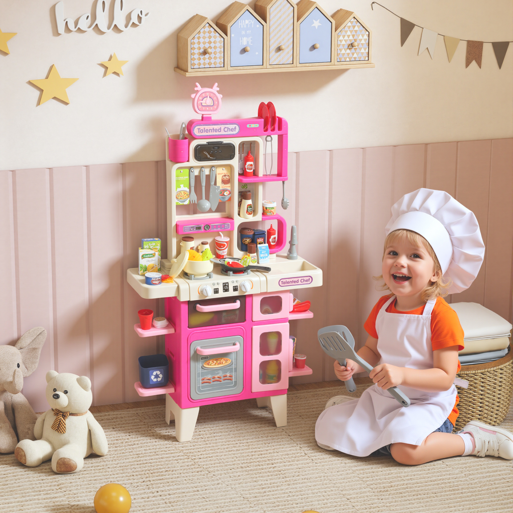 AIYAPLAY Pink Kitchen Pretend Play Set – Kids Role Play Toy