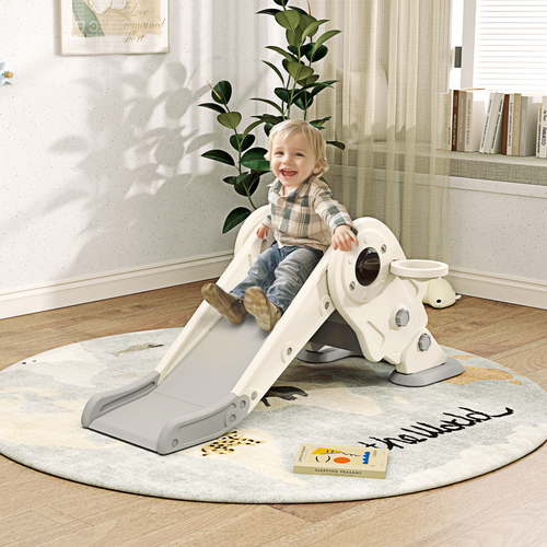 AIYAPLAY 3-in-1 Kids Slide – Climber & Basketball Hoop