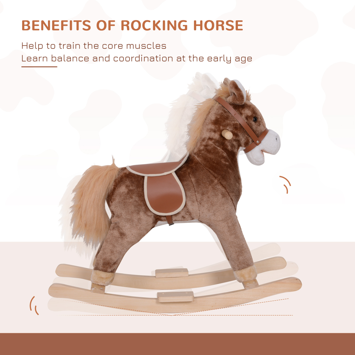 HOMCOM Kids Wooden Rocking Horse – Plush Ride-On Toy