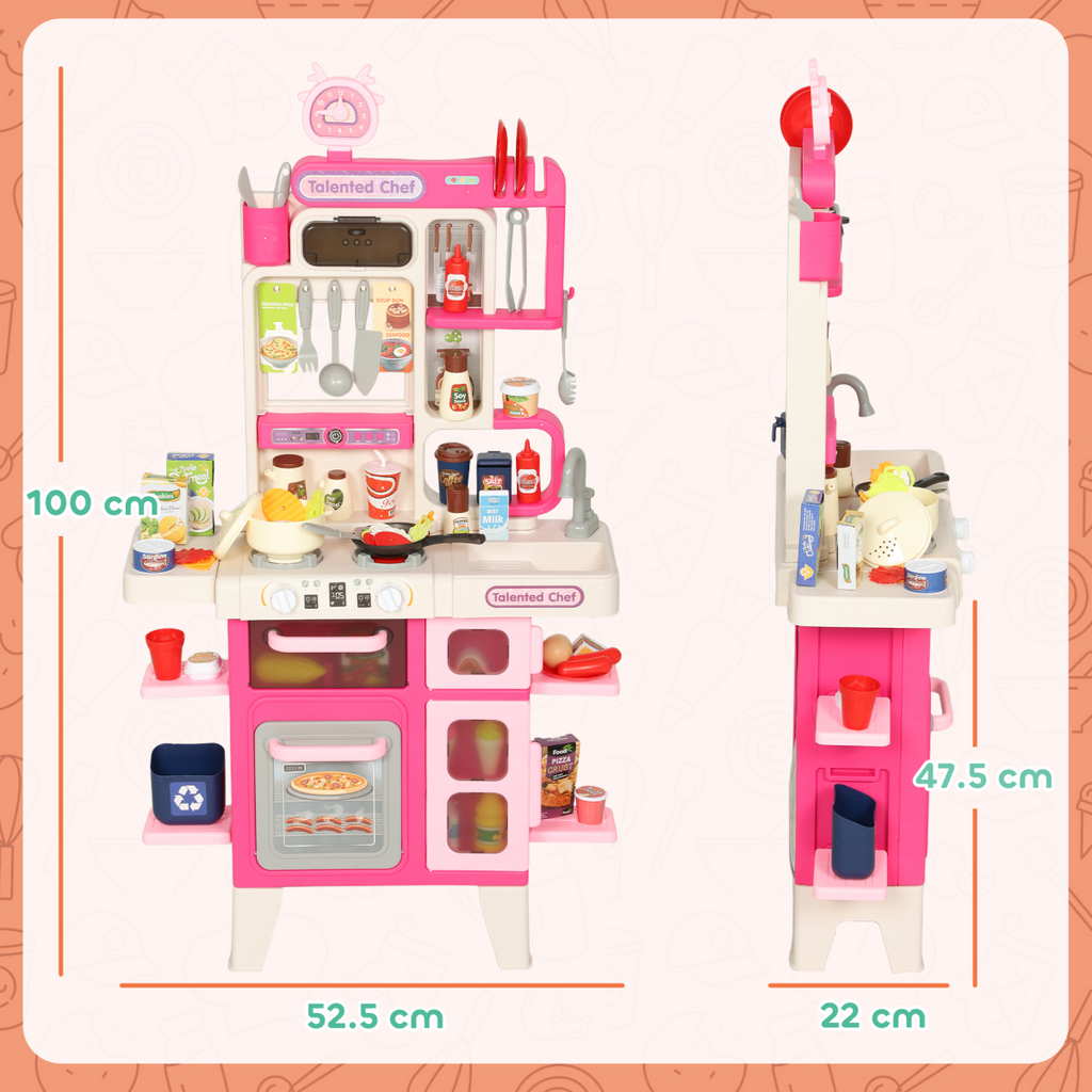 AIYAPLAY Pink Kitchen Pretend Play Set – Kids Role Play Toy
