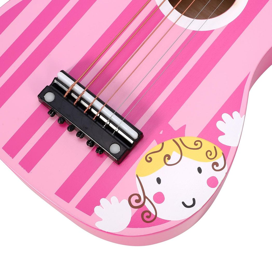 SOKA Wooden Pink Guitar – Musical Pretend Play Toy for Kids