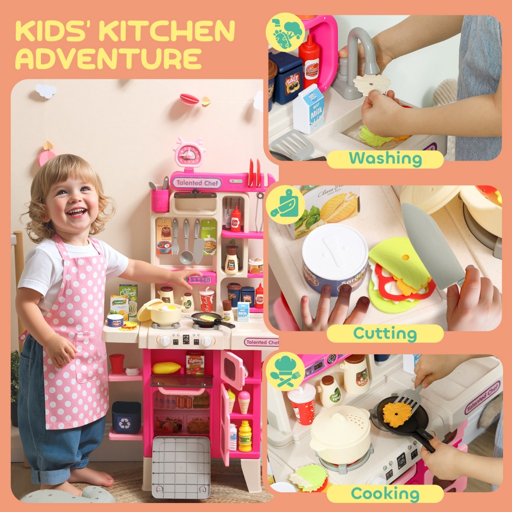 AIYAPLAY Pink Kitchen Pretend Play Set – Kids Role Play Toy