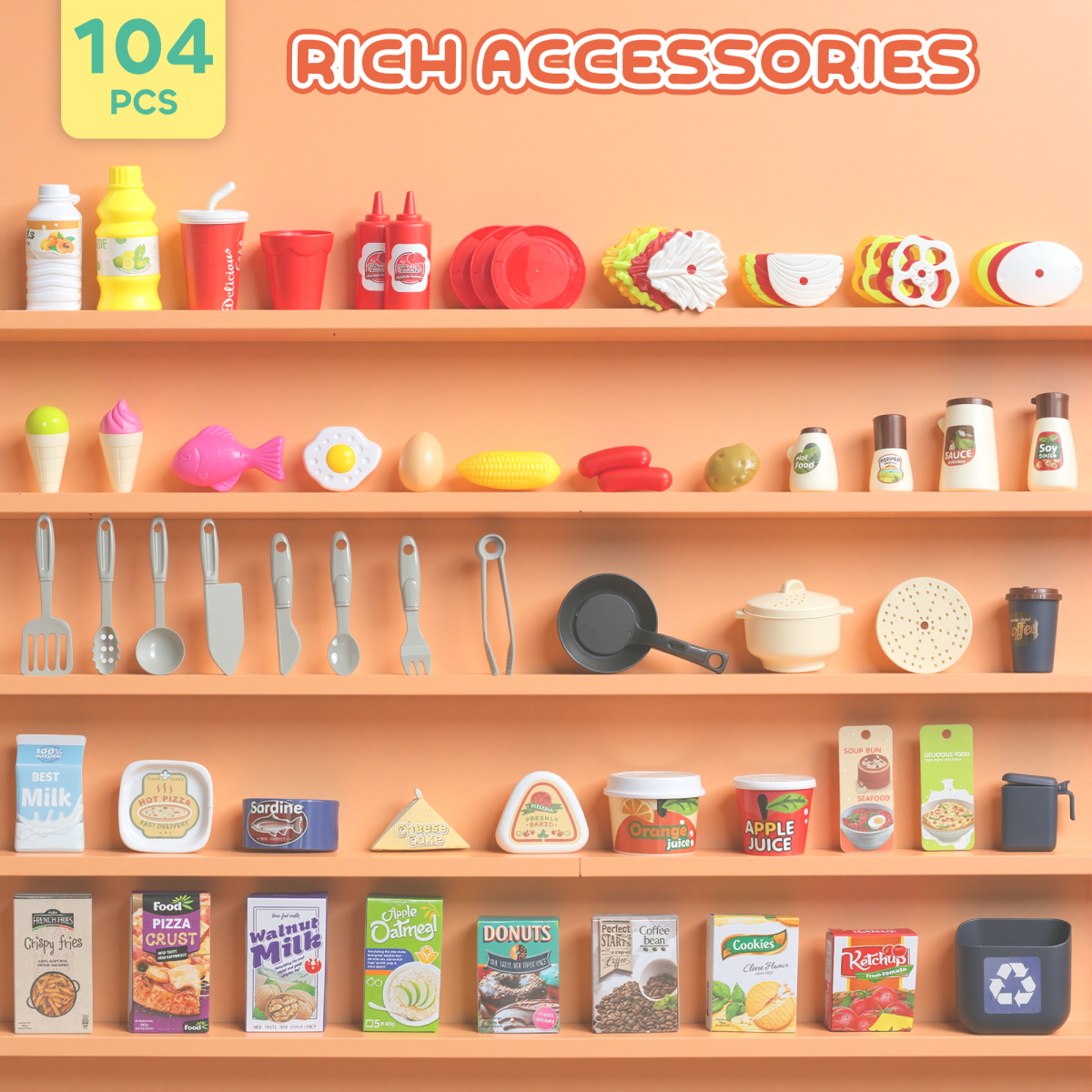 AIYAPLAY Pink Kitchen Pretend Play Set – Kids Role Play Toy