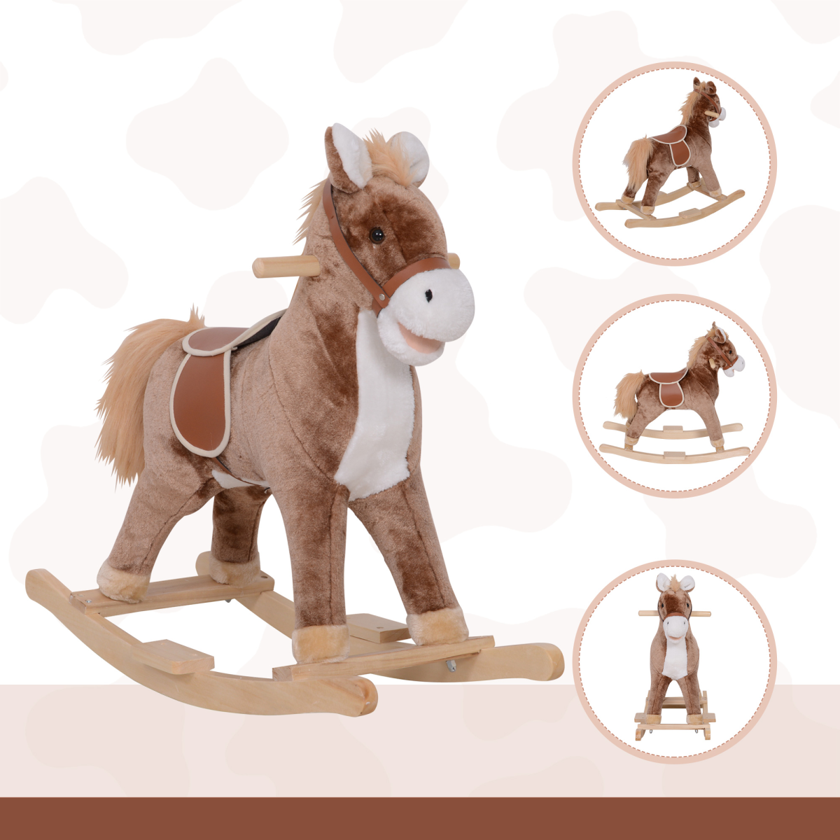 HOMCOM Kids Wooden Rocking Horse – Plush Ride-On Toy
