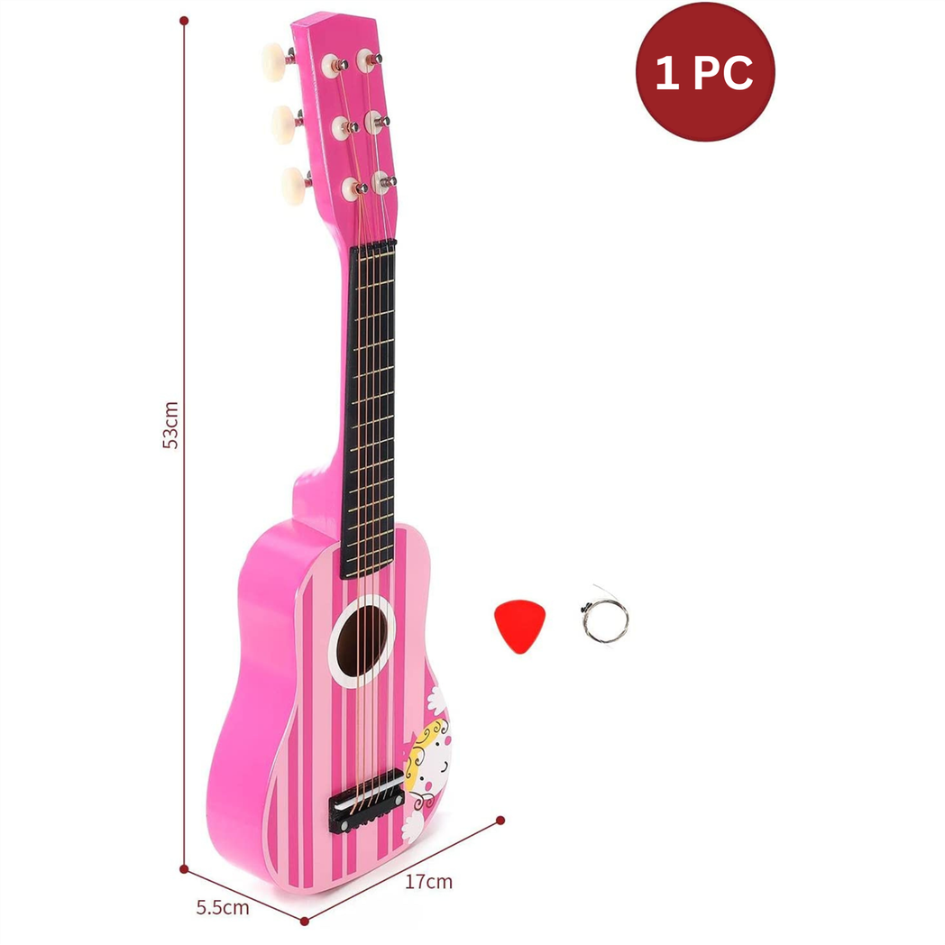 SOKA Wooden Pink Guitar – Musical Pretend Play Toy for Kids