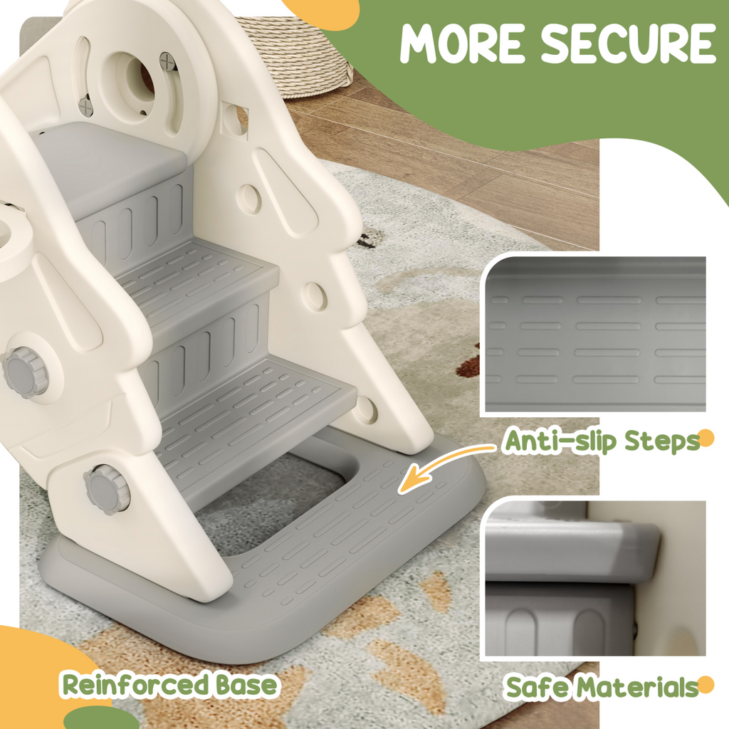 AIYAPLAY 3-in-1 Kids Slide – Climber & Basketball Hoop