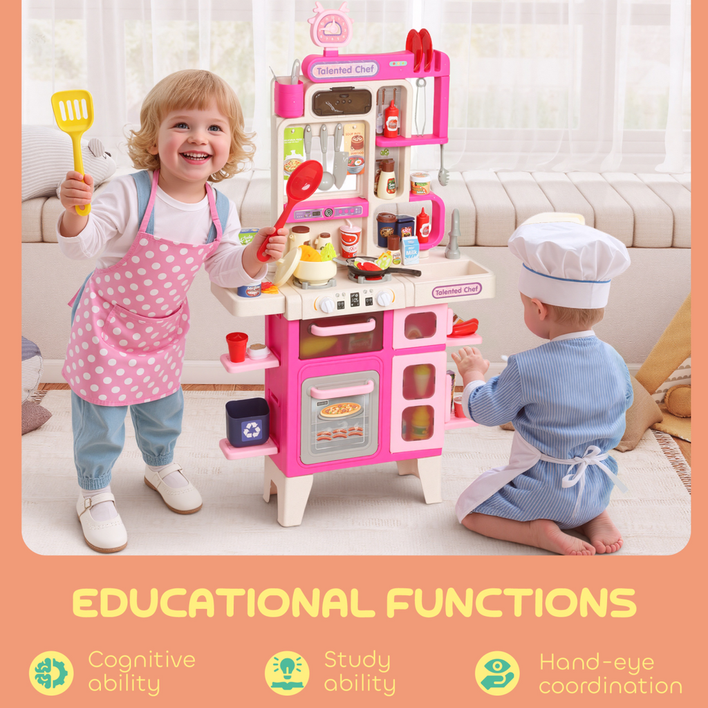 AIYAPLAY Pink Kitchen Pretend Play Set – Kids Role Play Toy