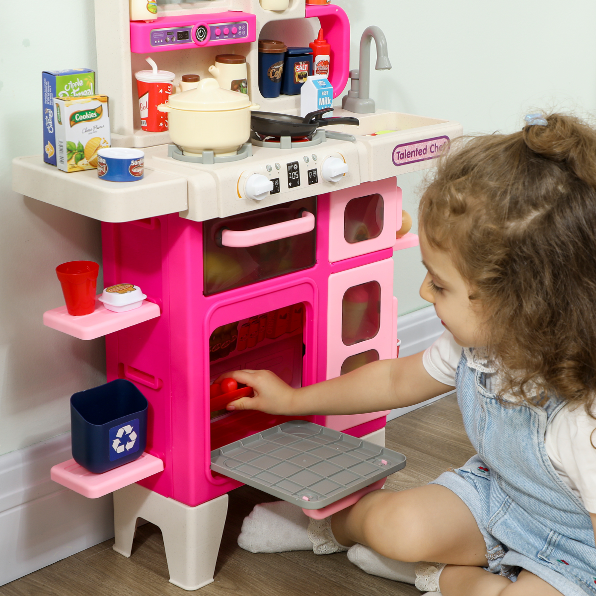 AIYAPLAY Pink Kitchen Pretend Play Set – Kids Role Play Toy