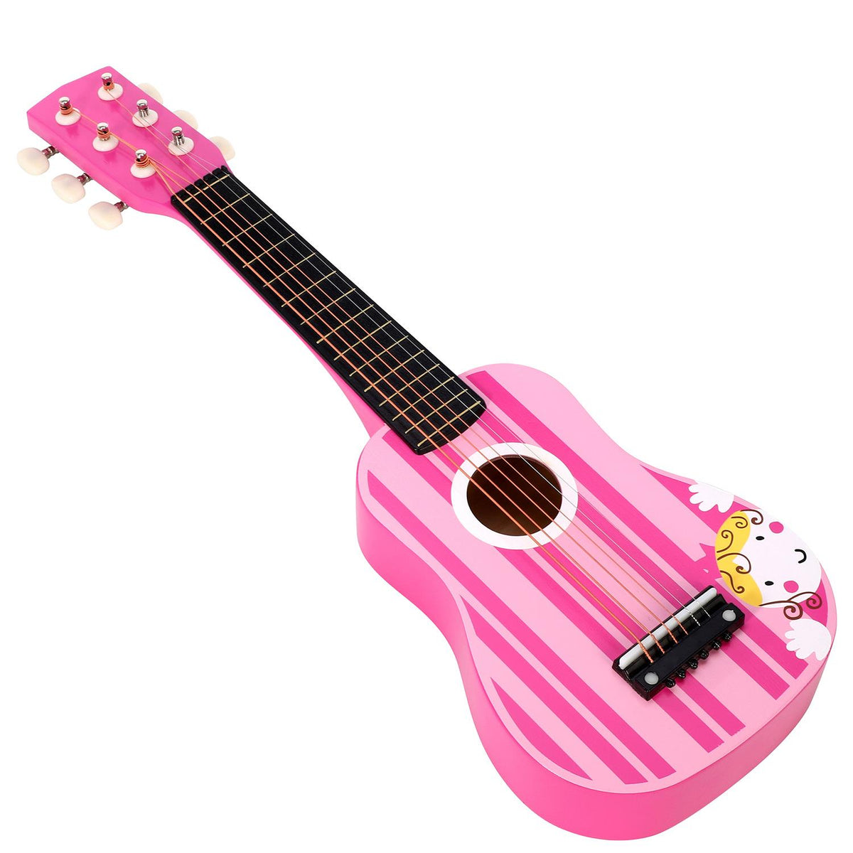 SOKA Wooden Pink Guitar – Musical Pretend Play Toy for Kids