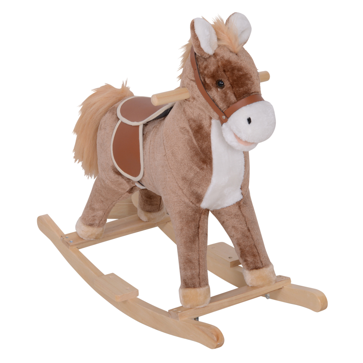 HOMCOM Kids Wooden Rocking Horse – Plush Ride-On Toy